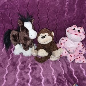 GANZ Webkinz Plush Lot Love Frog Cheeky Monkey Horse